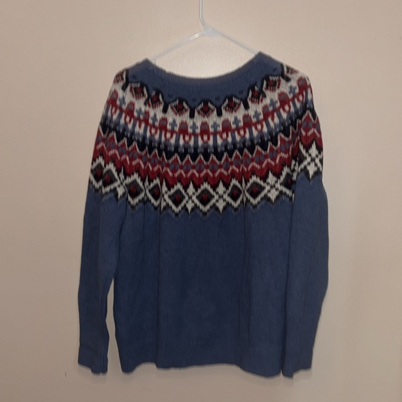 Chaps Blue and Red Patterned Women's Sweater - Picture 3 of 3